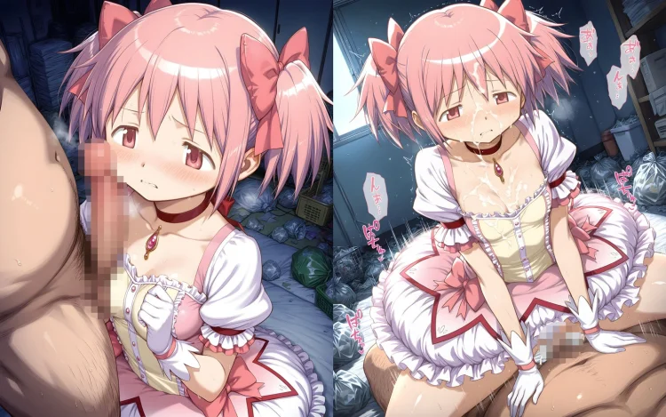 お持ち帰りされた魔法少女達がおじさんと朝までSEX 画像1