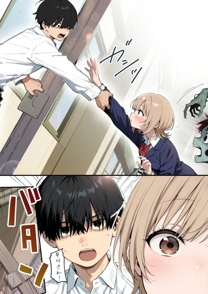 ゾンビに支配された学園で冴えない童貞のオタク君が少女たちの救世主になる話 008