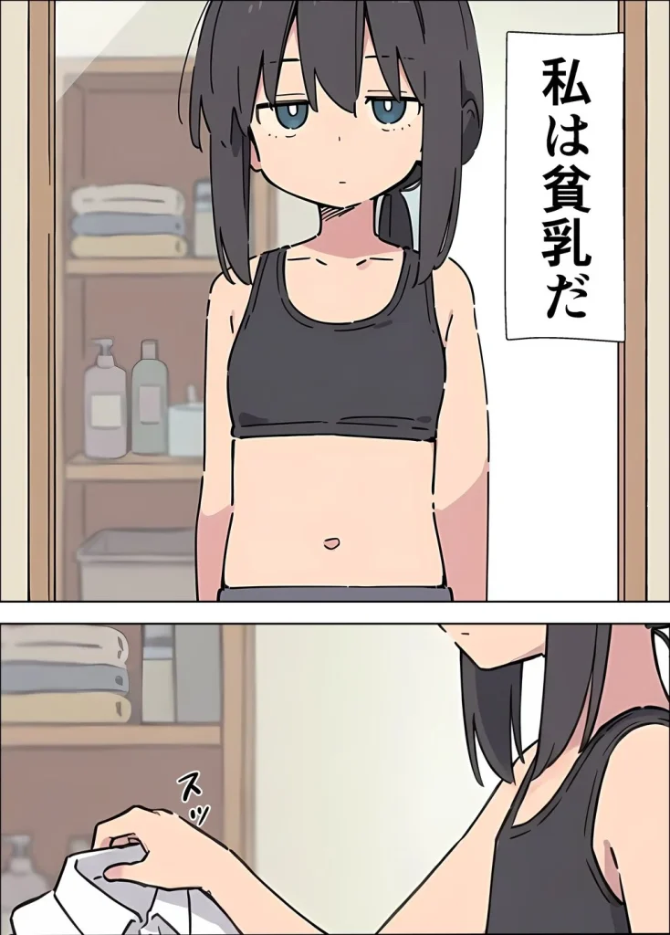 貧乳コンプレックスなジト目姉の育乳を手伝ったが大きくならないので中出しセックスすることになった話 001