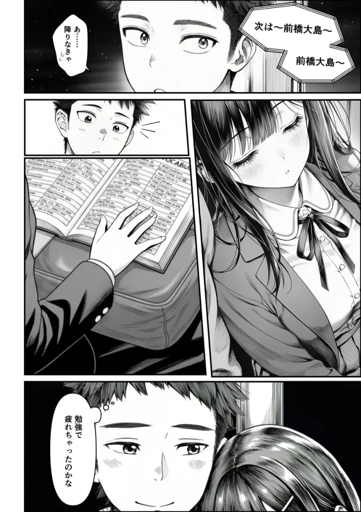 電車で何度も肩にもたれかかってくる女の子と、子作りセックスしてしまった 004